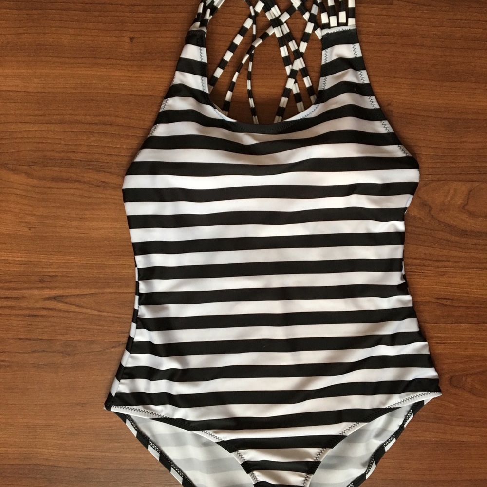 Stripe one piece swimsuit